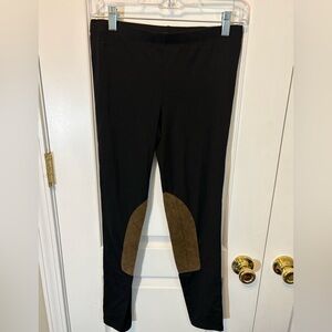 Ralph Lauren Rugby Riding Leggings Black Suede Knee Patch Size S